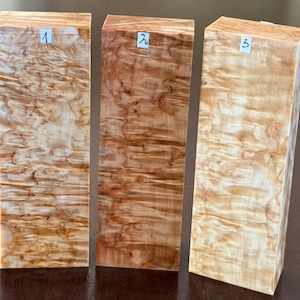 Bigger size Stabilized Karelian masur birch wood handle blocks.  Perfect for DIY woodworking projects.