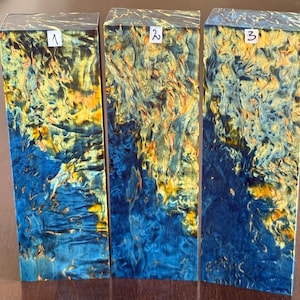 Stabilized and dyed Karelian birch wood. Rare to find size and pattern.