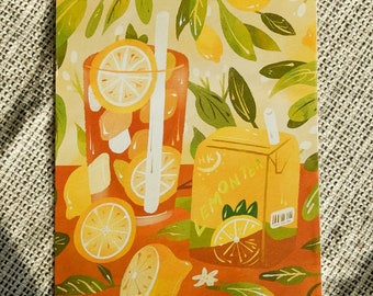 Hong Kong Lemon Tea A4 Art Print - Hong Kong Print, Lemon Tea Print