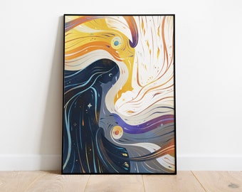 Yin Yang Giclee Print - 40 x 50cm, Spiritual Art, Sun and Moon Art, Spiritual Gift, Home Art Print, Wall Art