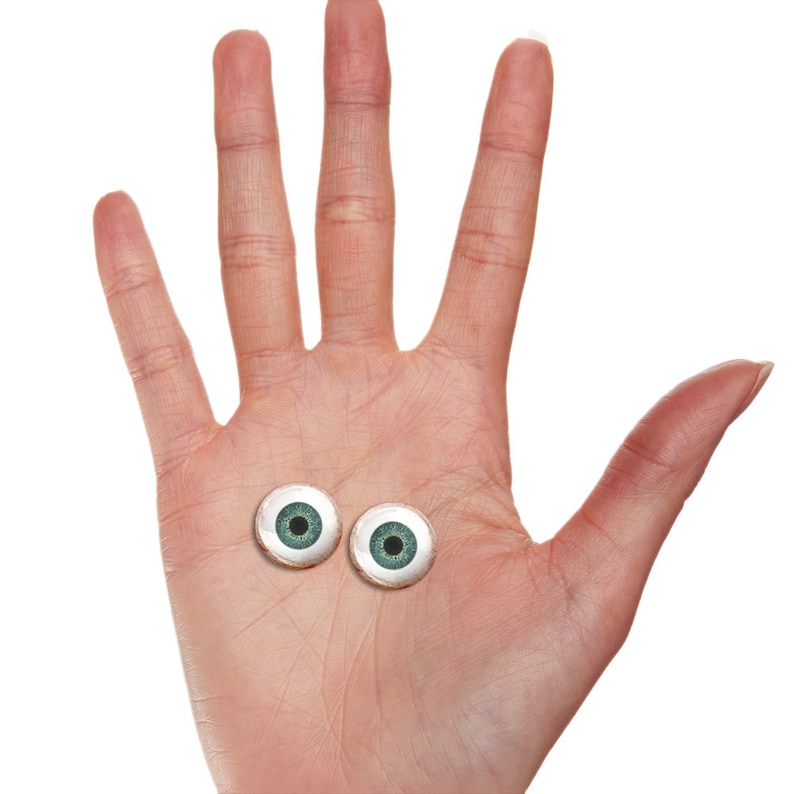 PIXEL FREE Human Doll Reborn Taxidermy Craft Eyeball 2pc Set 83-2 Pale Green Glass Eyes