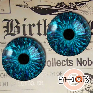 Blue Macro Glass Eyes -PIXEL FREE- Realistic Human Reborn Doll Eyeballs 2pc - 205
