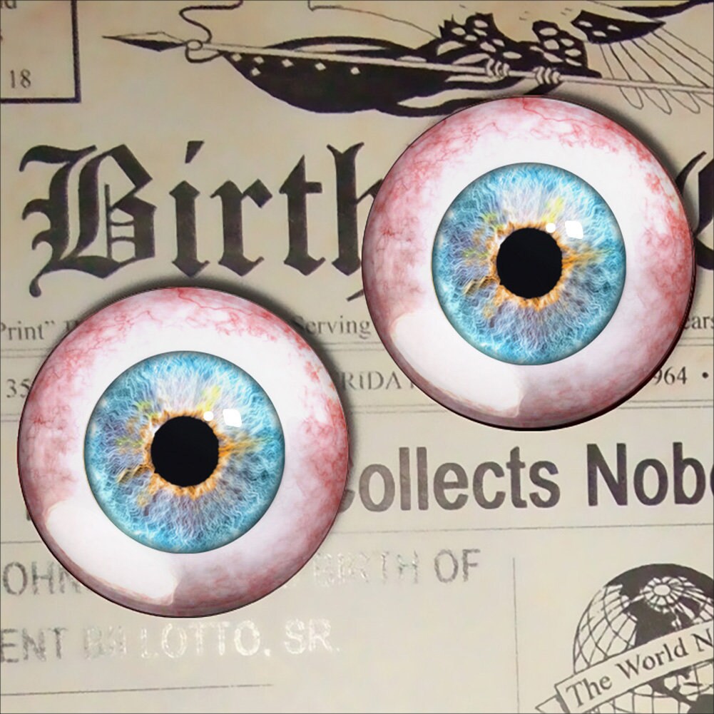 Natural Light Baby Blue Human Inspired Glass Eyes – Handmade Glass