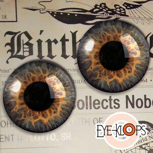Hazel Brown Glass Eyes -PIXEL FREE- Realistic Human Reborn Doll Eyeballs 2pc - 153