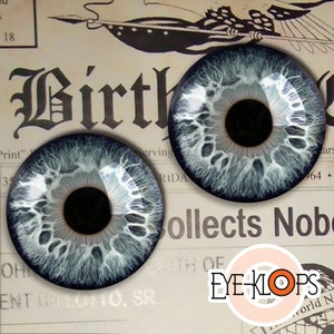 Blue Grey Glass Eyes -PIXEL FREE- Realistic Human Reborn Doll Eyeballs 2pc - 152