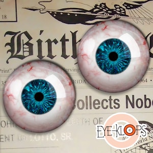 Blue Bloodshot Glass Eyes -PIXEL FREE- Realistic Human Reborn Doll Eyeballs 2pc - 205-3