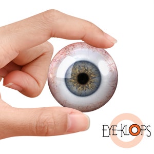 Blue Grey Glass Human Eye - PIXEL FREE - Realistic Human Doll Eyeball 1pc 50mm - 85