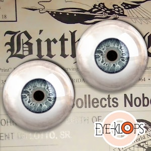 Blue Grey Glass Eyes -PIXEL FREE- Realistic Reborn Human Doll Macro Eyeballs 2pc - 152-3