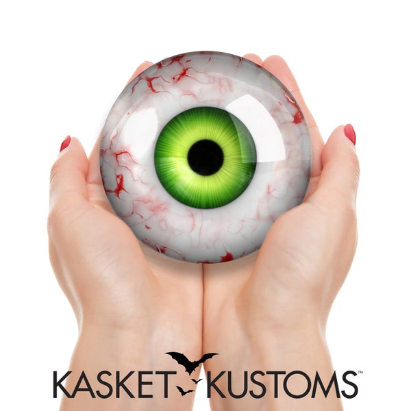 HUGE Green Exorcist Glass Eye - Large Halloween Bloodshot Monster Taxidermy 80mm - 10