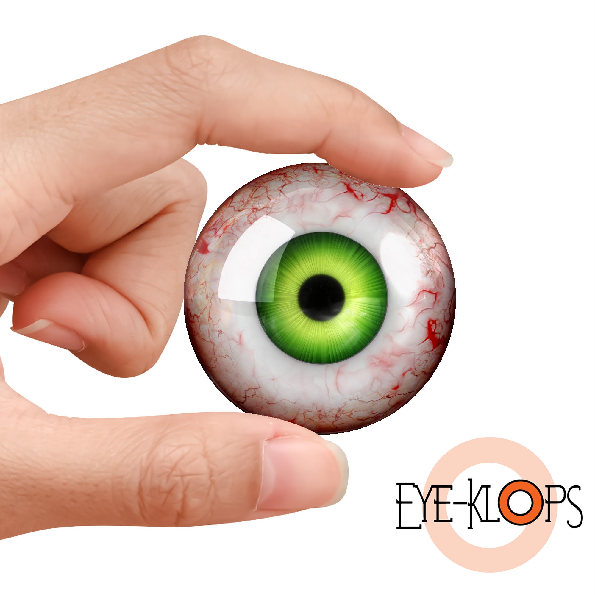 Green Exorcist Glass Eye - Halloween Bloodshot Monster Eyeball 1pc 50mm - 10-2
