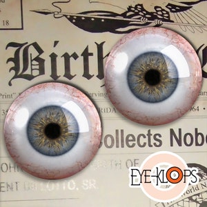 Occhi di vetro grigio blu - SENZA PIXEL - Bulbi oculari realistici di tassidermia per bambola umana Set da 2 pezzi - 85
