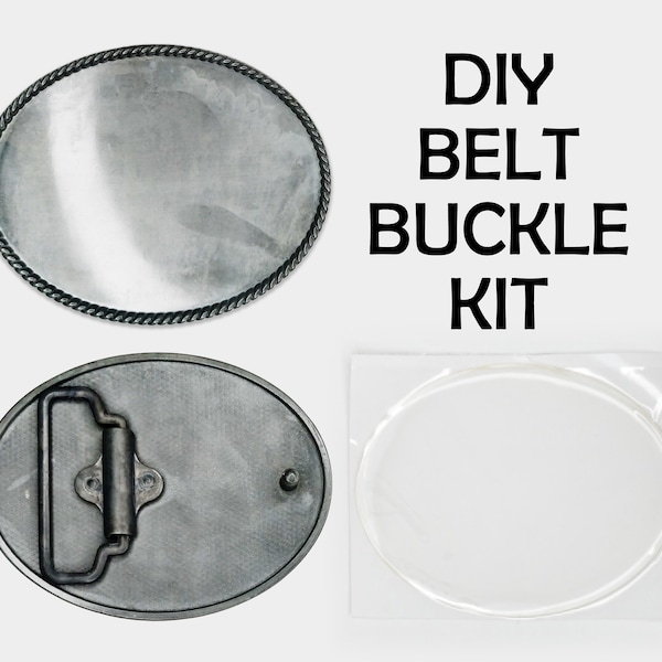 One (1) Belt Buckle Kit DIY - Make Your Own Belt Buckle - Economy Belt Buckle Blank and Epoxy Sticker - BB-KIT-eco