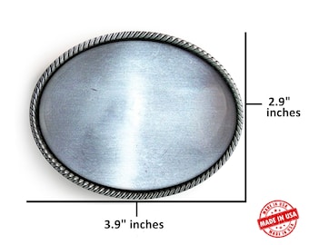 One (1) Belt Buckle Blank Base Recessed Setting Silver Oval Western Rope Frame Highest Quality Wholesale DIY