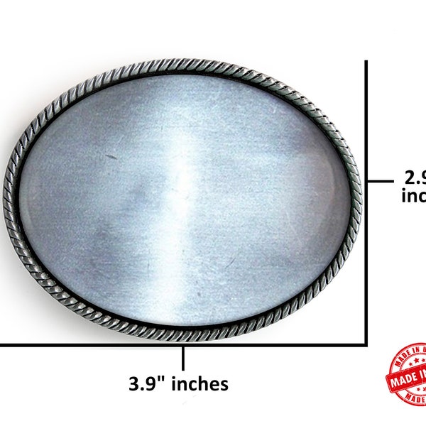 One (1) Belt Buckle Blank Base Recessed Setting Silver Oval Western Rope Frame Highest Quality Wholesale DIY