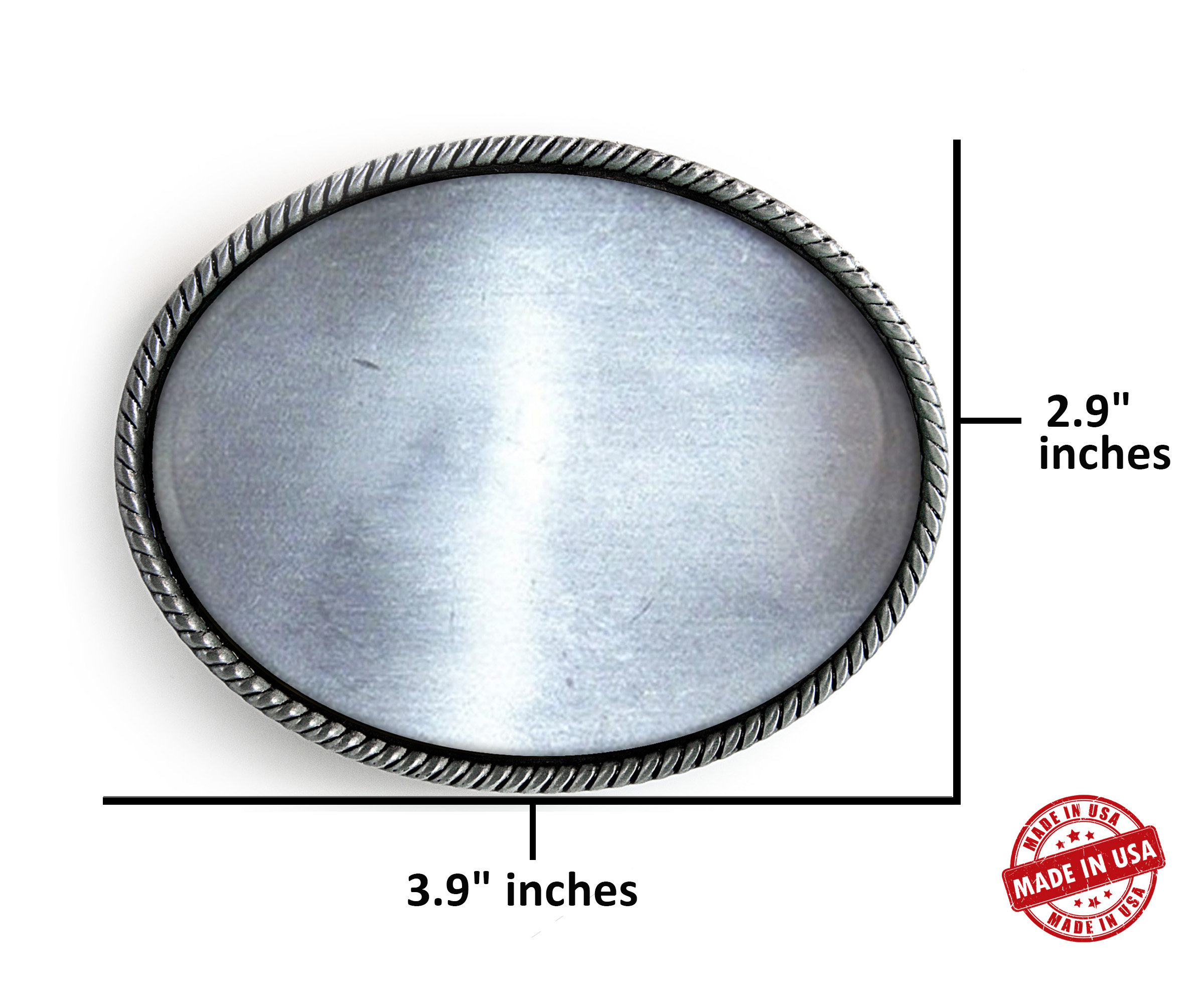 One (1) Belt Buckle Blank Base Recessed Setting Silver Oval Western Rope Frame Highest Quality Wholesale DIY