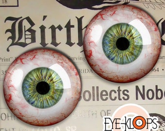 Ojos de cristal azul agua inyectados en sangre - SIN PÍXELES - Ojos de muñeca humanos realistas 2 piezas -103-2