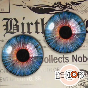 Blue Brilliance Glass Eyes -PIXEL FREE- Realistic Human Doll Eyeball 2pc Set - 163