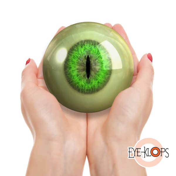 HUGE Green Monster Creature Eye - Halloween Glass Taxidermy Eyeball 80mm - 235