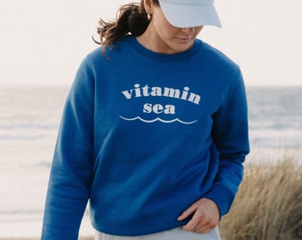 VITAMIN SEA Blue Organic Women's Surf Beach Sweatshirt Sweater by SurfGirl