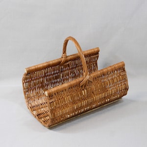 Handmade Wicker Firewood Basket: Rustic Rectangular Log Holder