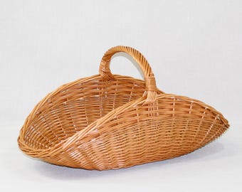 Handmade Wicker Firewood Basket: Rustic Fireplace Log Holder