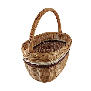 Wicker shopping basket - basket for fruit - vegetables - mushrooms - picnic basket 40 x 28 H 24 / 42 cm