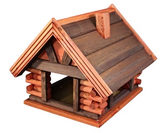 Mangeoire à oiseaux en bois / Mangeoire à oiseaux imprégnée en forme de maison / super qualité - au choix avec ou sans support