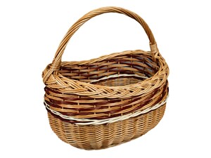 Panier En Osier Tressé à La Main - 38x30x24 Cm - Avec Anse - Naturel