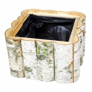 Übertopf aus Birkenholz: Rustikales Garten-Dekor, foliert