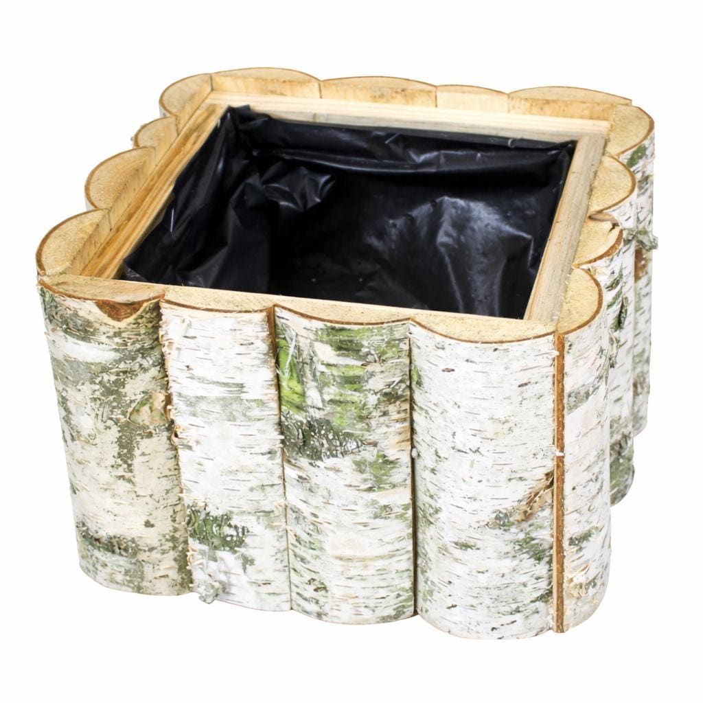 Birch Wood Planter Box: Rustic Garden Decor