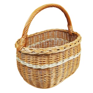 Wicker shopping basket Basket for fruits - vegetables - mushrooms - picnic basket 40 x 27 x 23 / 40 cm
