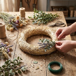 Set di 5 basi per ghirlande di paglia – Forme per ghirlande naturali ed ecologiche fatte a mano per decorazioni stagionali