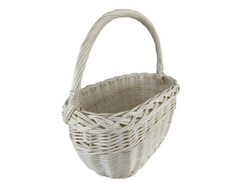 Panier en osier - Panier de fruits - légumes ou champignons - Panier pique-nique - Blanchi 39 x 24 H 24 / 42 cm