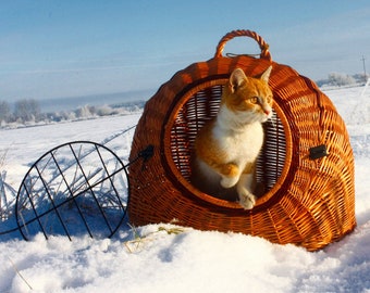 Konstgjord hundbur med metallgaller: Handgjord transport för katt/små hundar
