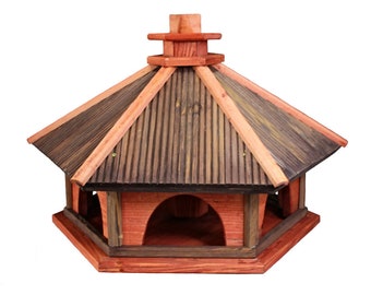 Wooden Bird Feeder with Stand: Top Feed Birdhouse