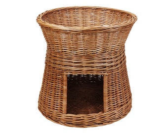 Handmade Wicker Cat Cave: Two-Story Pet Bed