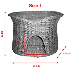 Cat sleeping basket Indoor cat house Wicker oval bed Cat cave made of willow Two-tier dog or cat bed Natural colour of the basket image 7