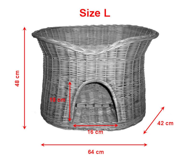 Cat sleeping basket Indoor cat house Wicker oval bed Cat cave made of willow Two-tier dog or cat bed Natural colour of the basket image 7