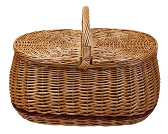 Handwoven Wicker Picnic Basket: Rustic Polish Willow, Eco-Friendly