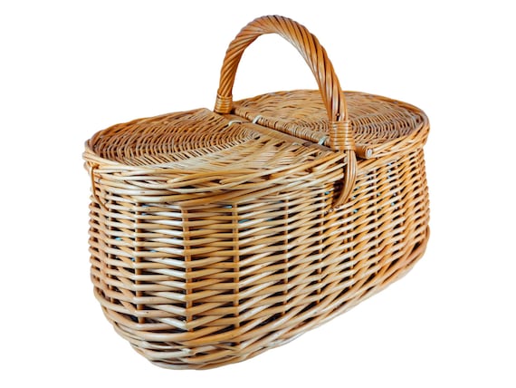 Panier En Osier Tressé Grand à Poignée - Rangement Naturel Fait Main Pour Fruits, Légumes Et Cuisine