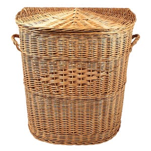 Hand-Woven Willow Laundry Basket with Lid - 80L