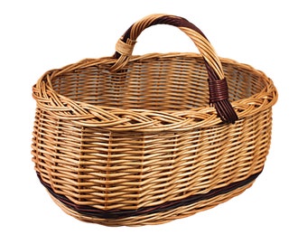 Wicker shopping basket Basket for fruits - vegetables - mushrooms - picnic basket 46 x 31 x 21 / 30 cm