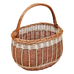 Wicker shopping basket Basket for fruits - vegetables - mushrooms - picnic basket 37 x 17 x 21 / 40 cm