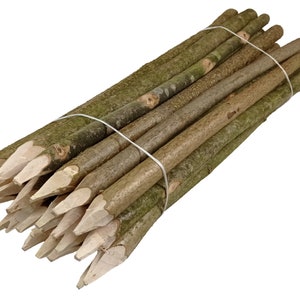 Zaunpfahl / Natur - spitzer Pfosten / Runder Zapfen / Walnussholz - Gartenzaun - Höhe 70 cm - 25 Stück