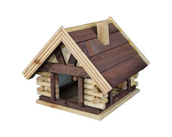 Wooden bird feeder / Impregnated bird feeder in the shape of a house / super quality - choice with or without stand