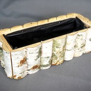 Rechthoekige berkenpot / berkenkist / Houten kist voor de tuin - Houten pot voor de flat met folie in de pot