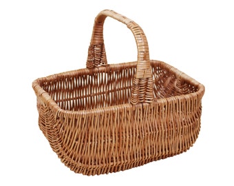 Wicker Basket with Handle - Practical Storage for Living Room, Bedroom, and Bathroom - Durable, Easy to Carry