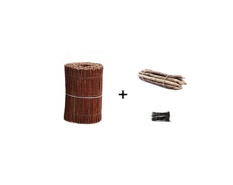 Handmade Wicker Garden Edging: Rustic Border Fence with Stakes (3m, 30/40cm Height)