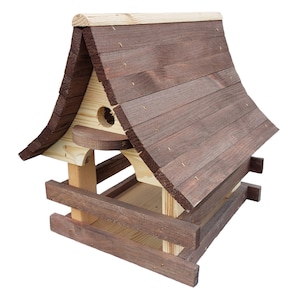 Bird feeder Bird house - feeding station - Protection from rain and snow - fired - made of pine wood
