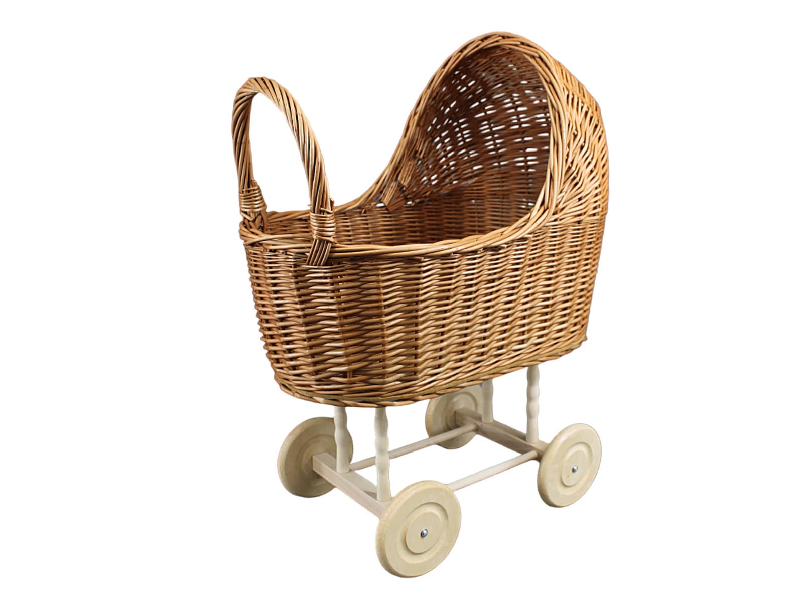 Dida - Poussette poupée en bois - décoration: Rubans - Mini landau en bois pour poupée 35 cm de
